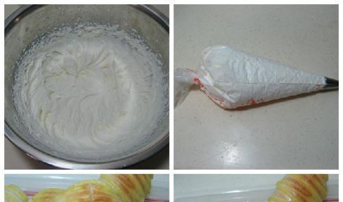 擠入奶油的麵包